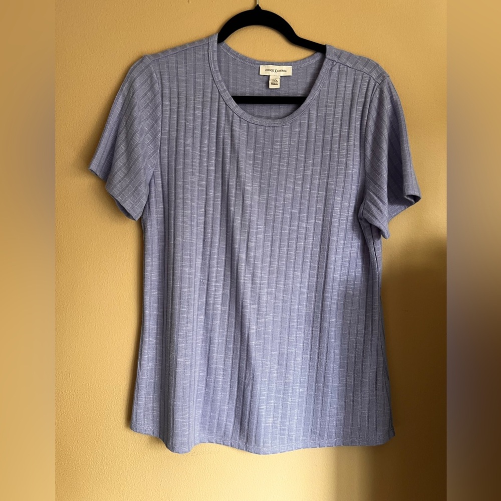 Vintage America Lavender Ribbed Short-Sleeve Tee Size L